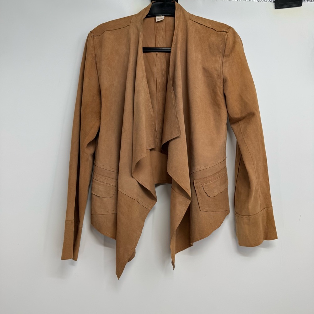 Sundance Jacket Womens Size 6 Tan Suede Waterfall Drape Open Front Lightweight - Picture 2 of 14